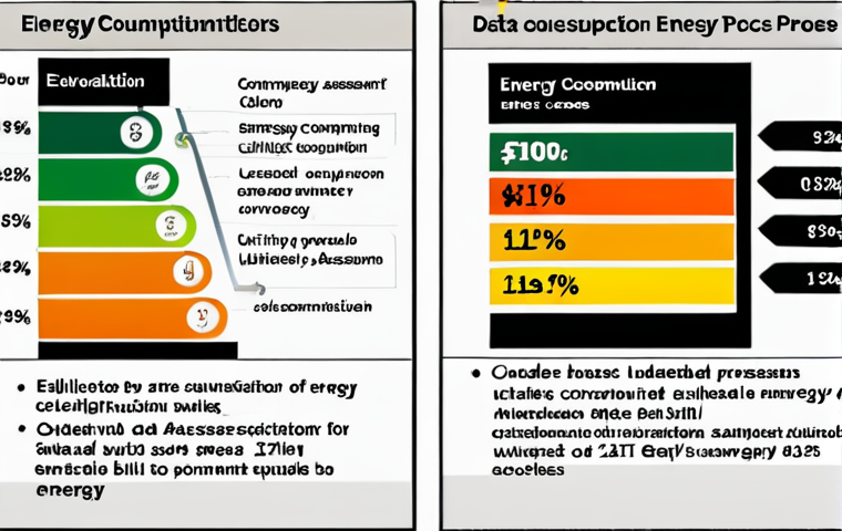 **Energy Consumption Assessment**: Create an infographic that illustrates a company's energy consumption evaluation process, highlighting key elements such as data collection from utility bills, identification of outdated equipment, and potential energy savings. Include visuals of energy meters and charts showing energy usage.