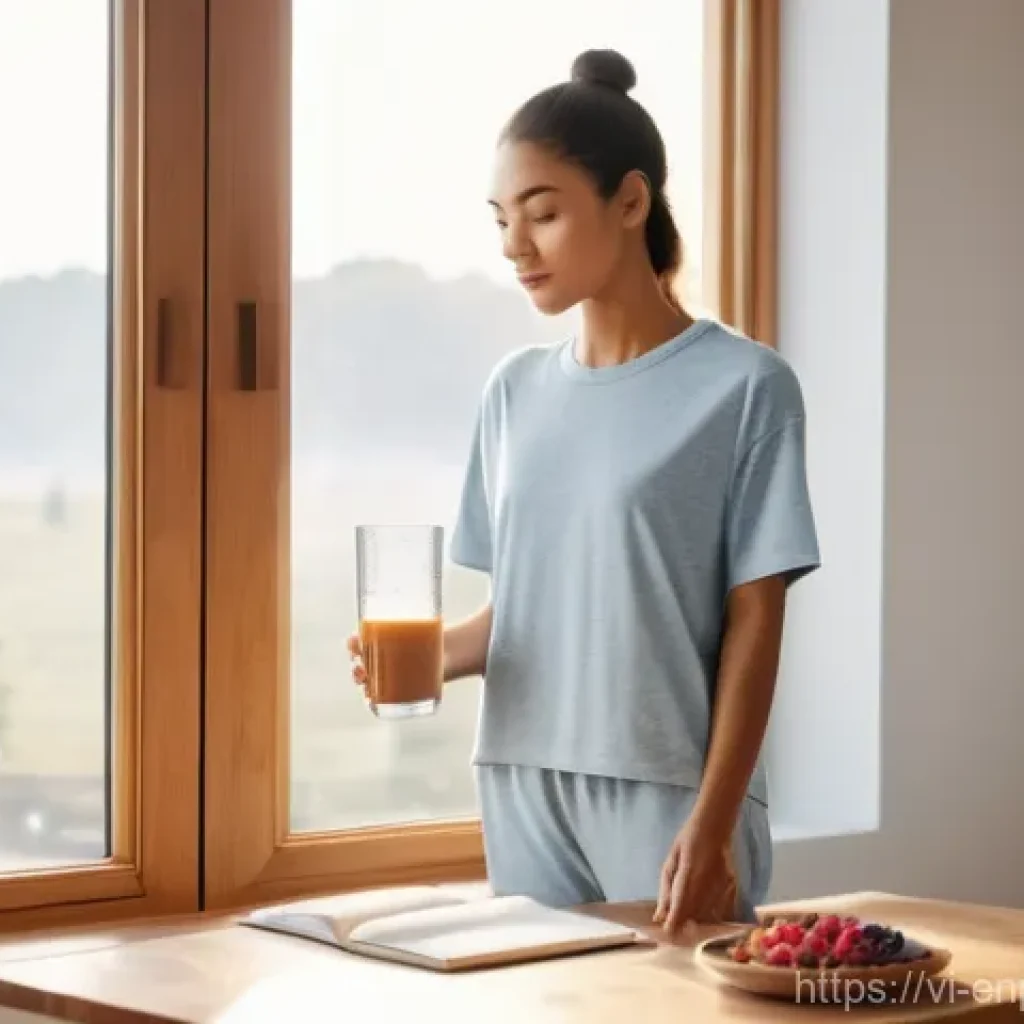 에너지 배분 최적화를 위한 실무 팁 - **Prompt:** A young adult, dressed in comfortable, modest loungewear (such as a soft t-shirt and paj...