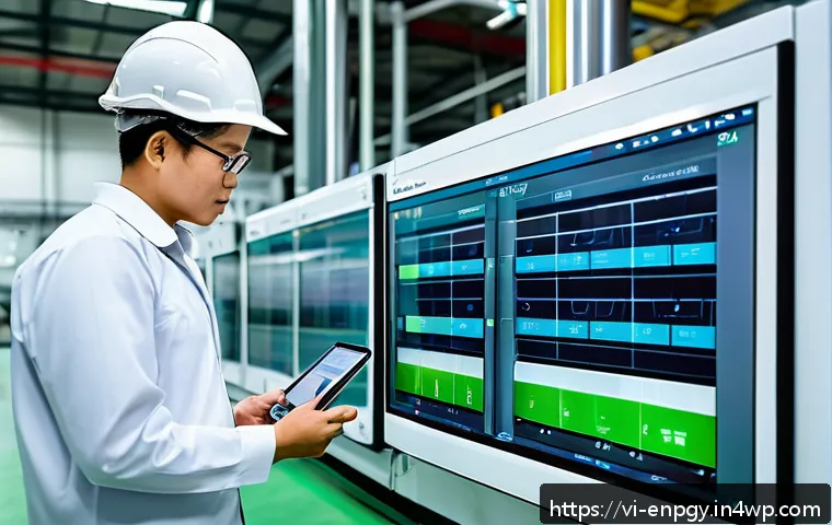 에너지 관리와 기업의 사회적 책임 - A modern Vietnamese factory interior showcasing advanced energy management automation: smart sensors...